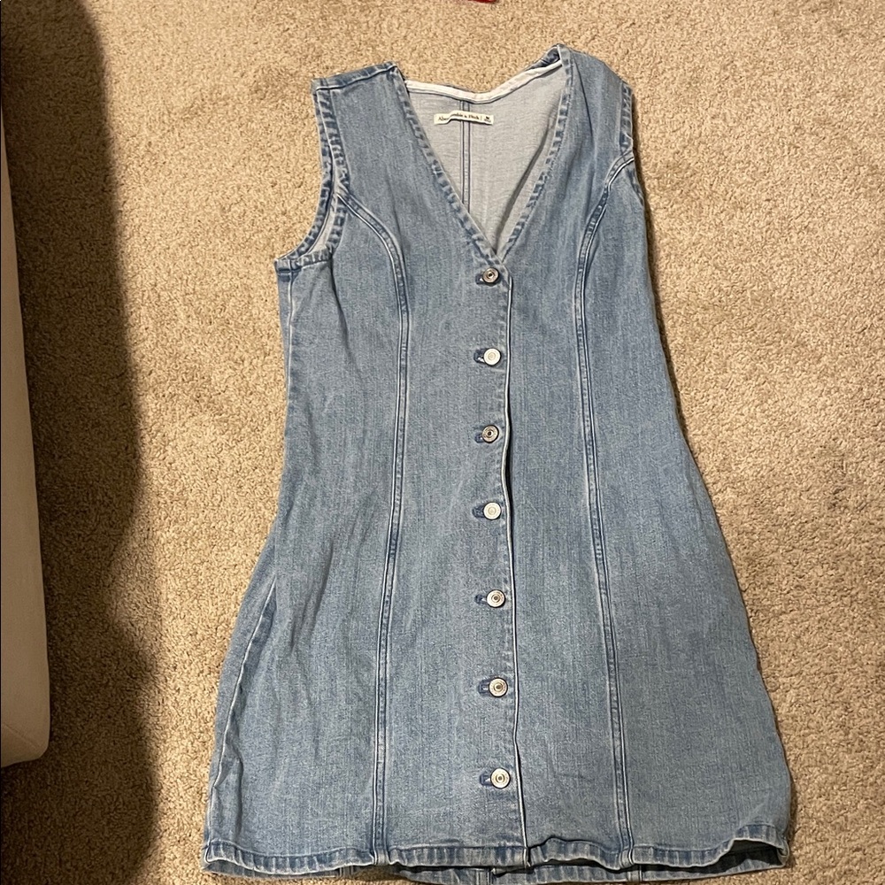 Abercrombie & Fitch Light Blue Denim Button-Down Dress